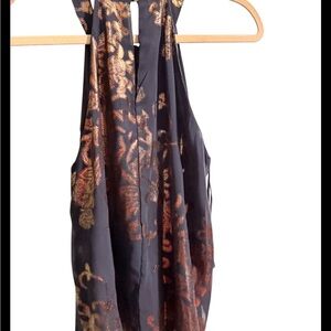 Black Metallic Print Halter Top